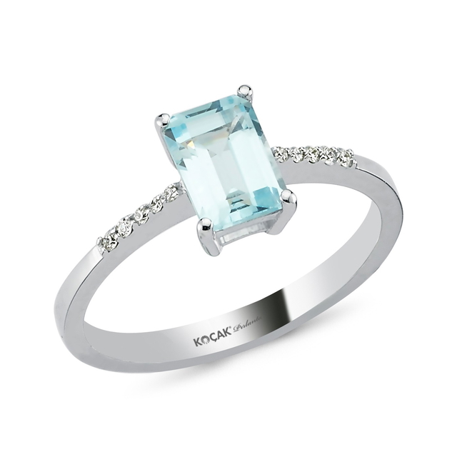 1.10 Karat Blue Topaz Pırlanta Yüzük