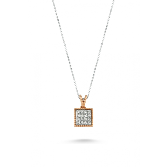 0.13 Karat Pırlanta Taşlı Rose Kolye