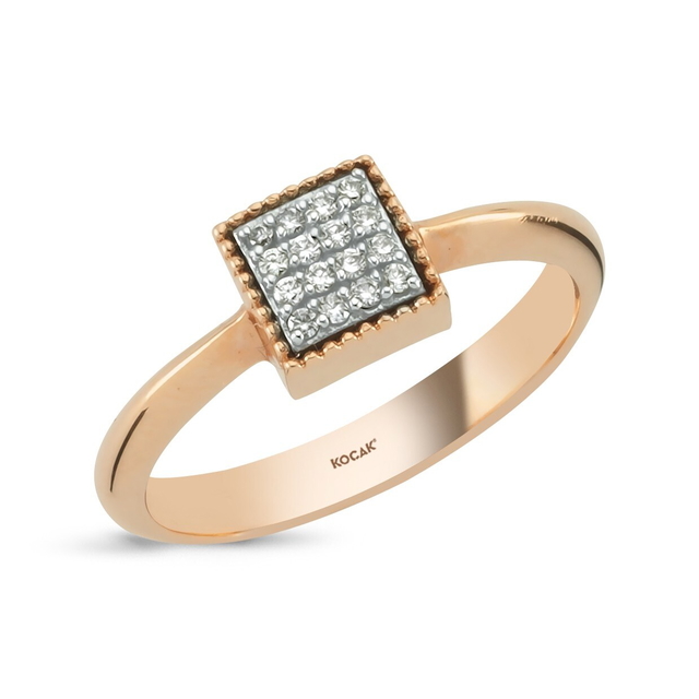 0.09 Karat Pırlanta Taşlı Rose Yüzük