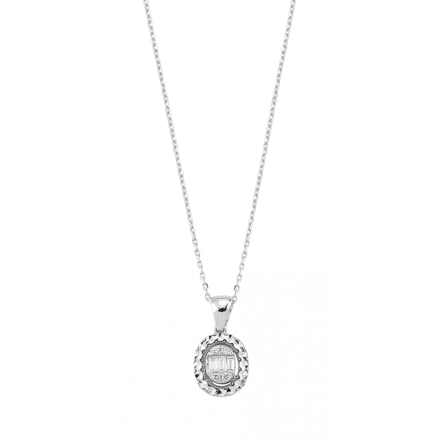 0.09 Karat Baget Taşlı Pırlanta Kolye