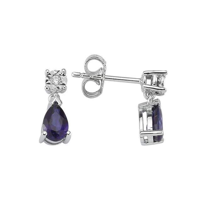 0.99 Karat Pırlanta Safir Küpe