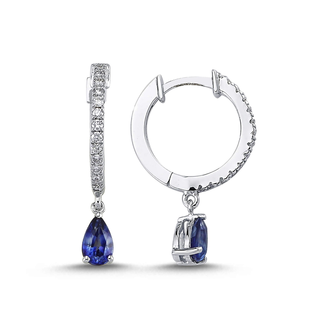 0.78 Karat Safir Pırlanta Küpe