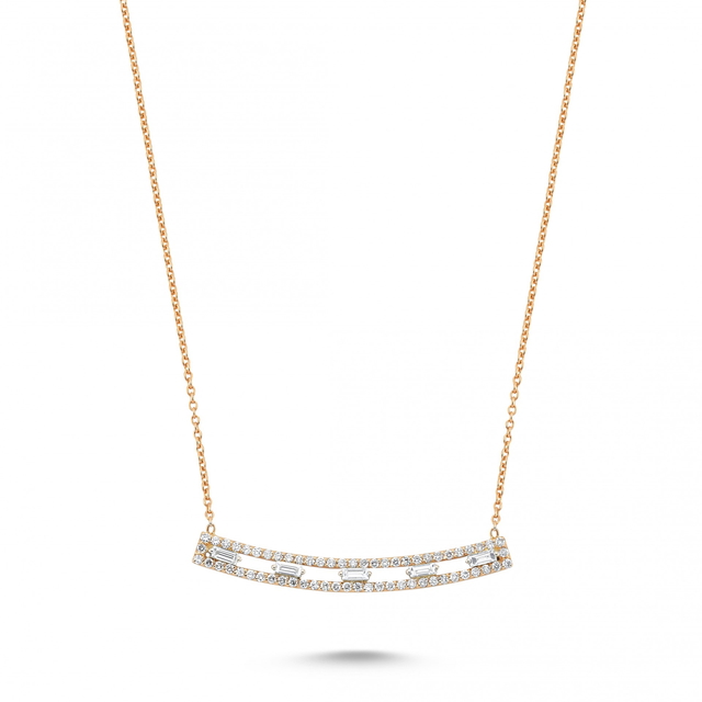0.50 Karat Baget Taşlı Pırlanta Kolye
