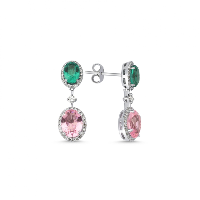5.11 Karat Pembe Kuvars Pırlanta Küpe