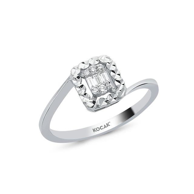 0.09 Karat Baget Taşlı  Pırlanta Yüzük