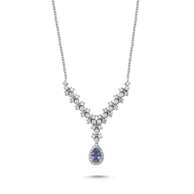 1.61 Karat Pırlanta Multi Safir Kolye