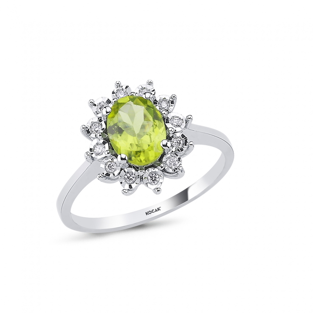 1.26 Karat Peridot Pırlanta Yüzük