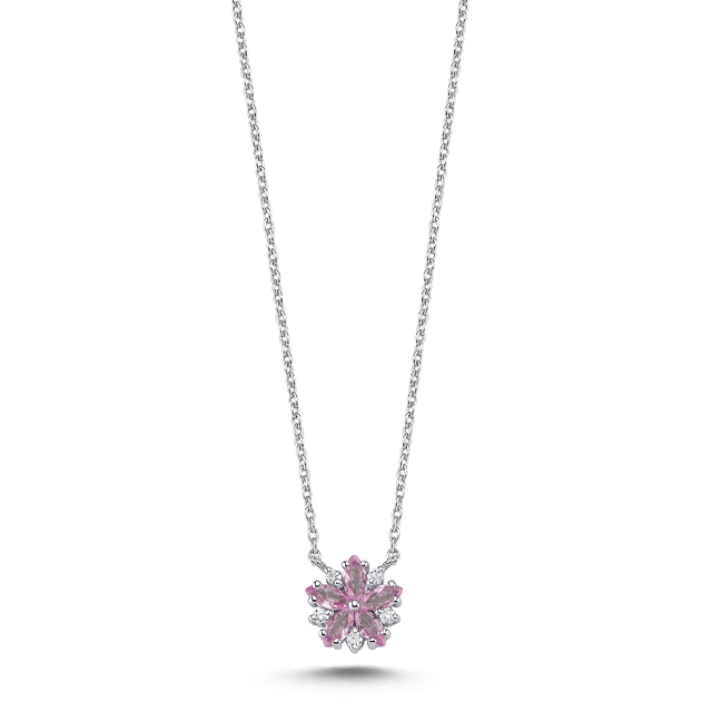 0.40 Pembe Safir Pırlanta Kolye
