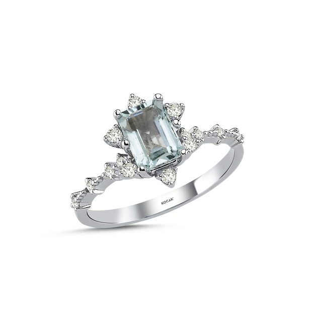 1.14 Karat Aqua Marin Pırlanta Yüzük