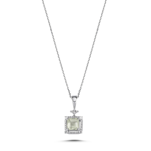 0.82 Karat Green Ametist Pırlanta Kolye