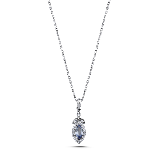 0.36 Karat Safir Pırlanta Kolye