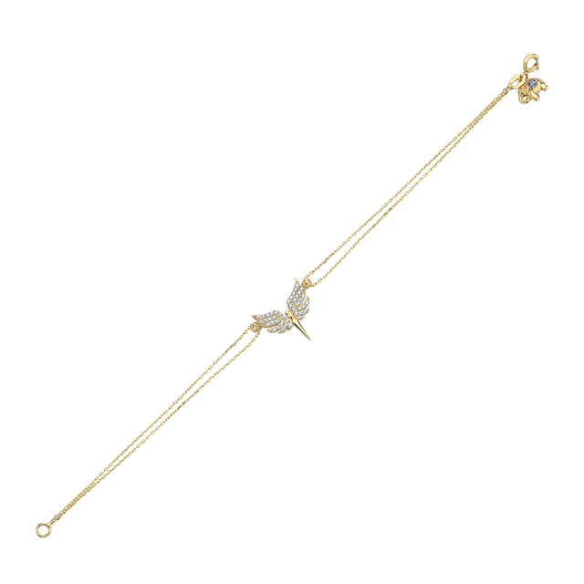 14 Ayar Mon Ange Melek Figürlü Tasarım Altın Bileklik