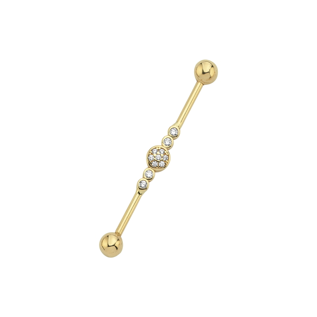14 Ayar 35mm Taşlı Industrial Köprü Altın Piercing