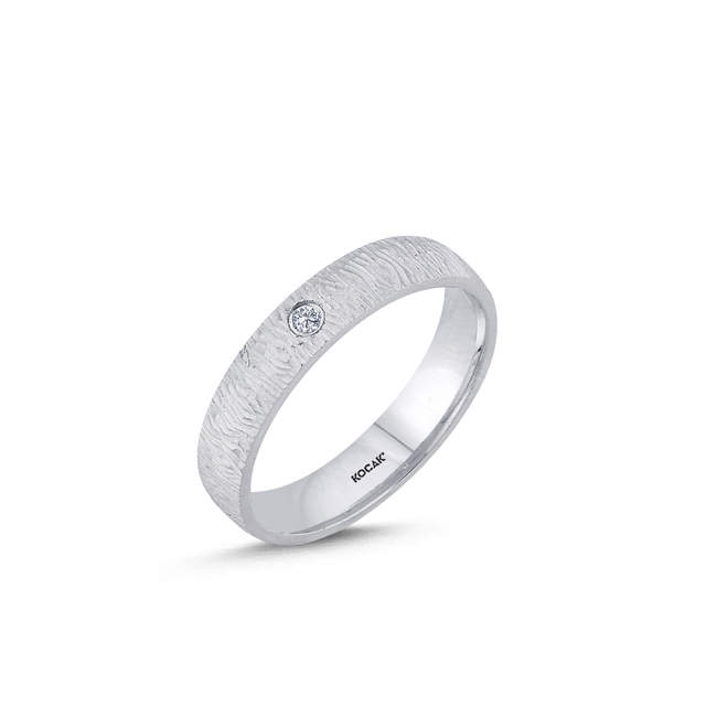 14 Ayar 4mm Beyaz Altın Taşlı Alyans