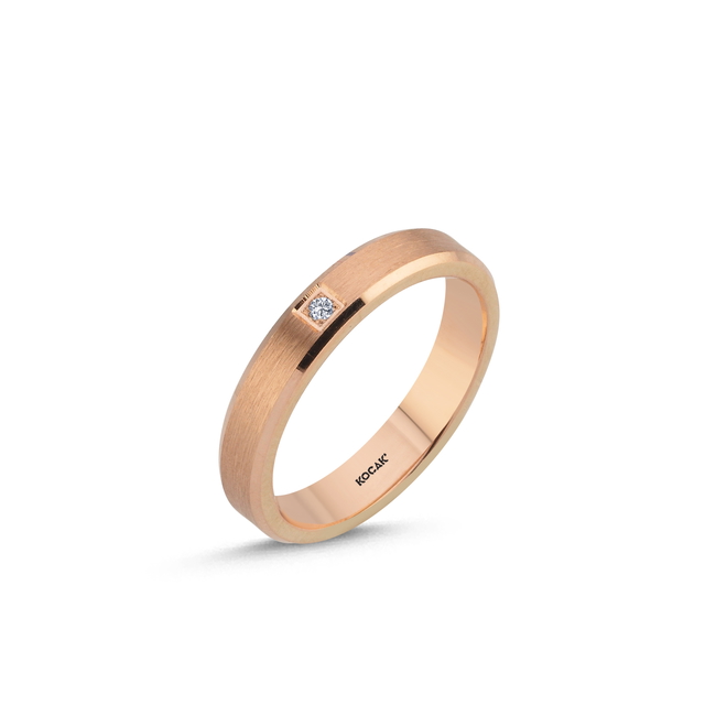 14 Ayar 3.5mm Rose Altın Taşlı Alyans