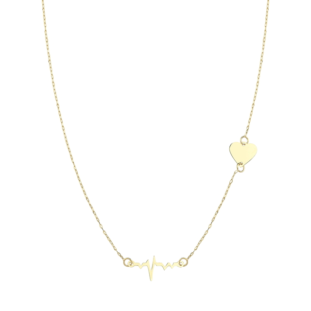 14 Ayar Kalp Ritim Altın Kolye