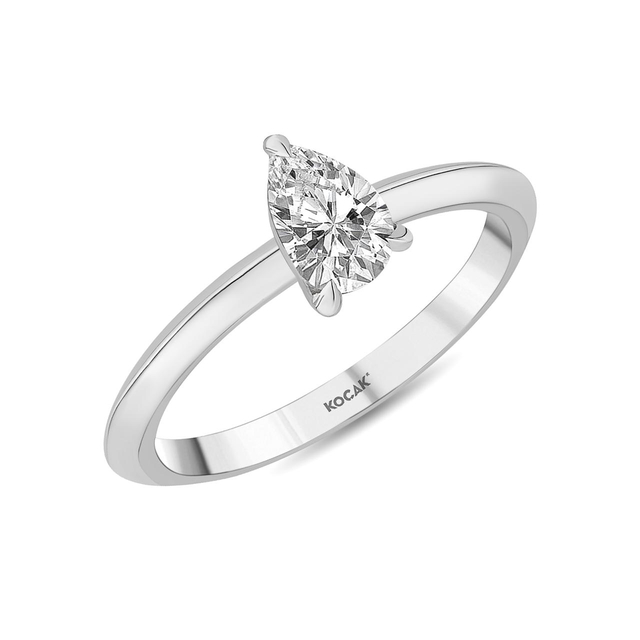 0.50 Karat G SI Pear Cut Pırlanta Yüzük