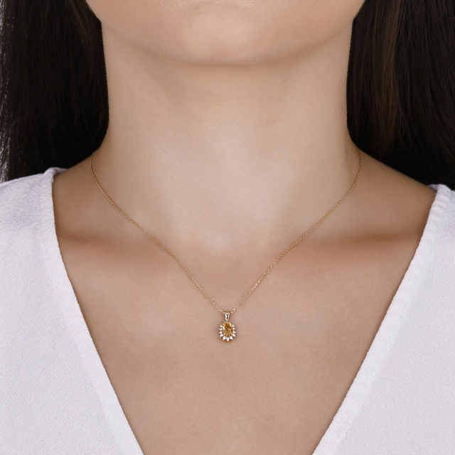 0.59 Karat Sitrin Taşlı Pırlanta Kolye