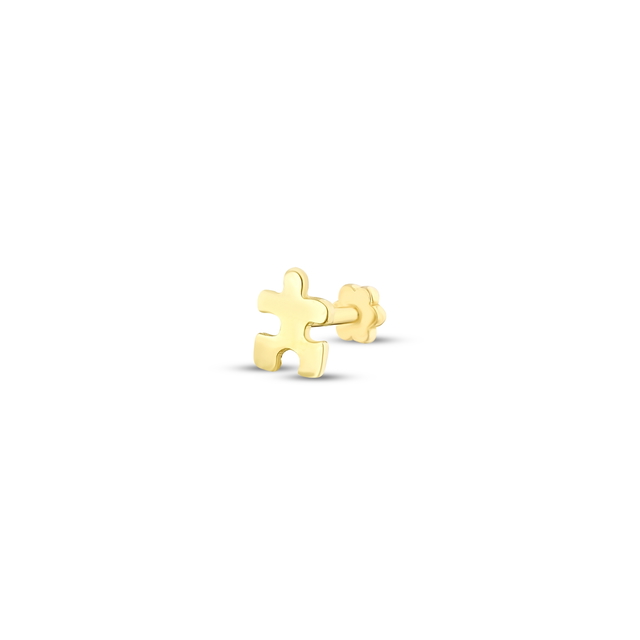 14 Ayar Puzzle Düz Bar Piercing