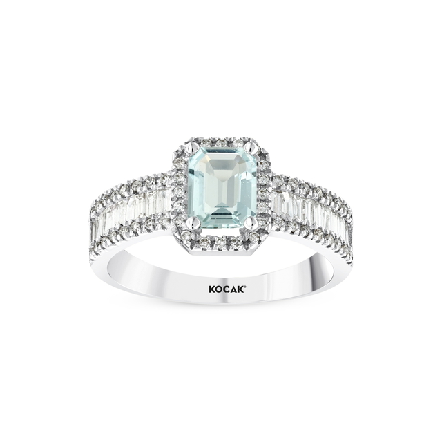 1.04 Karat Aqua Marin Pırlanta Yüzük