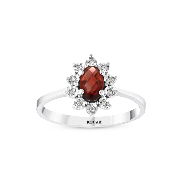 0.58 Karat Garnet Anturaj Pırlanta Yüzük