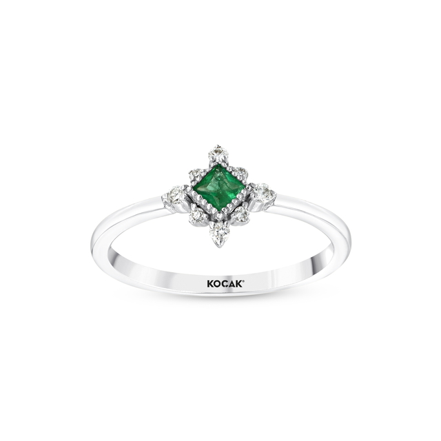 0.18 Karat Vintage Zümrüt Pırlanta Yüzük