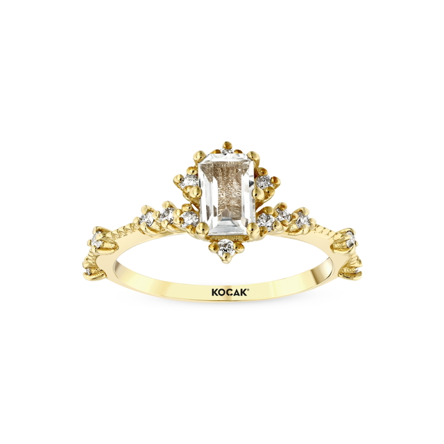0.88 Karat Vintage Beyaz Topaz Pırlanta Yüzük