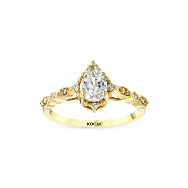 0.91 Karat Vintage Beyaz Topaz Pırlanta Yüzük