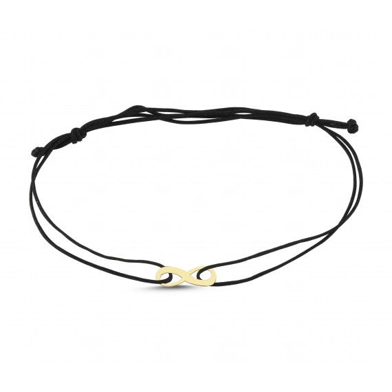 14 Ayar Sonsuzluk Figürlü Siyah İpli Altın Bileklik