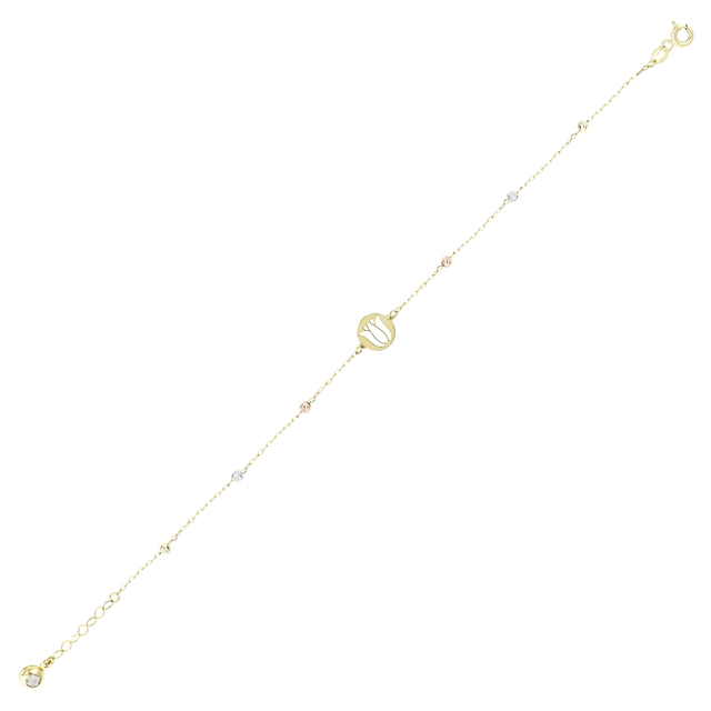 14 Ayar Dorikalı Lale Tasarım Altın Bileklik