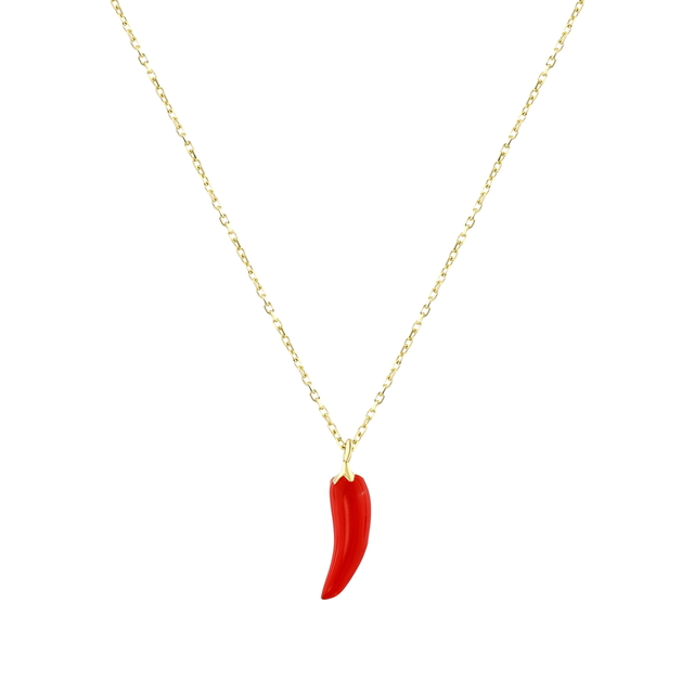 14 Ayar Chili Tasarım Altın Kolye