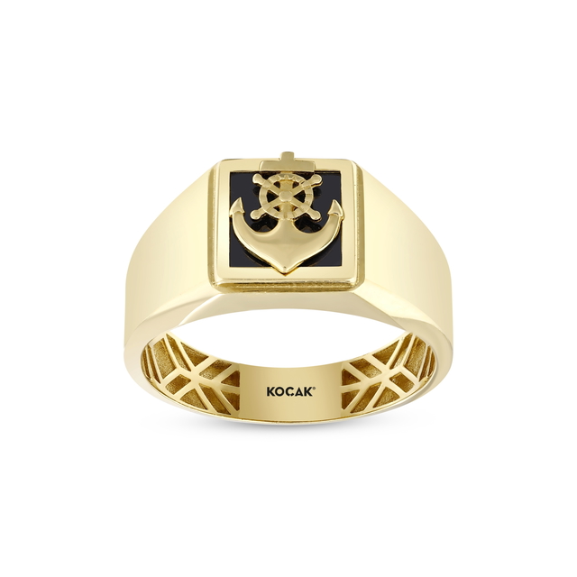 14 Ayar Çapa Tasarım Altın Erkek Yüzük