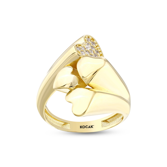 14 Ayar Kalp Tasarım Altın Yüzük