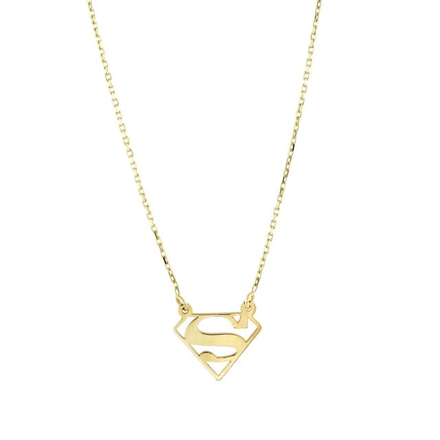 14 Ayar Superman Tasarım Altın Kolye