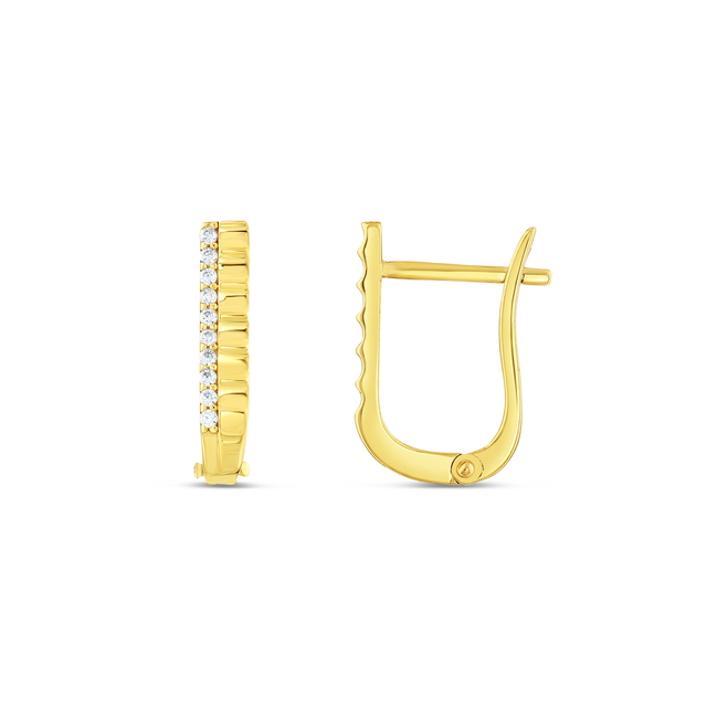 14 Ayar Taşlı Tasarım Line Altın Küpe