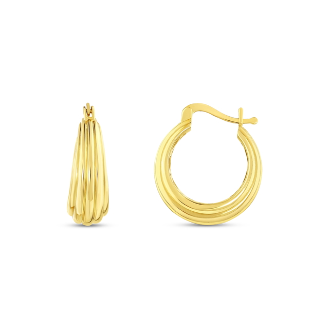 14 Ayar Majestic Tasarım Halka Altın Küpe