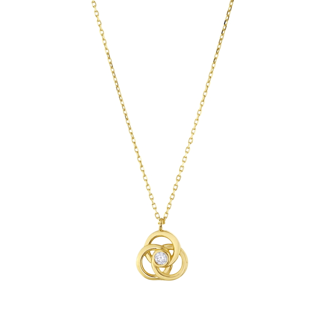 14 Ayar Taşlı Tasarım Sembol Altın Kolye