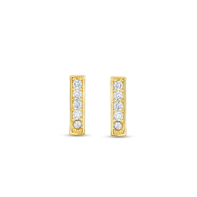 14 Ayar Taşlı Çubuk Bar Tasarım Altın Küpe