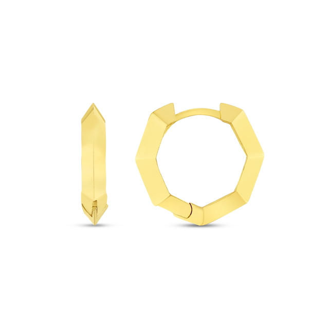 14 Ayar Köşeli Tasarım Halka Altın Küpe