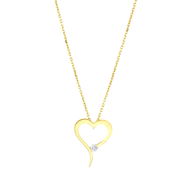14 Ayar Taşlı Kalp Altın Kolye