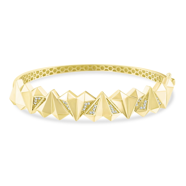 14 Ayar Taşlı Reef Tasarım Altın Kelepçe