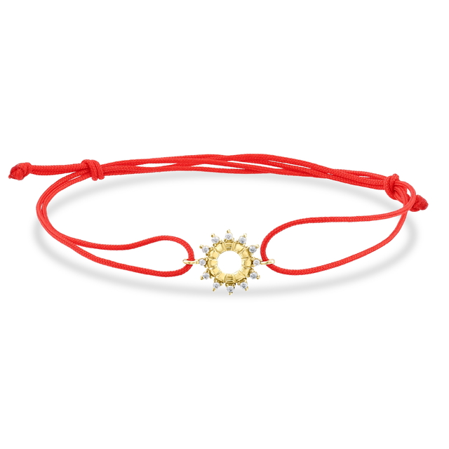 14 Ayar Taşlı Tasarım Güneş Altın İpli Bileklik