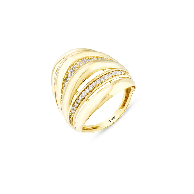 14 Ayar Minevra Tasarım Altın Yüzük