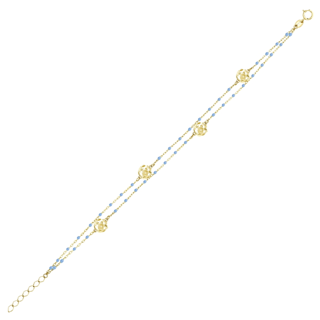 14 Ayar Çift Zincirli Barbarossa Tasarım Altın Bileklik