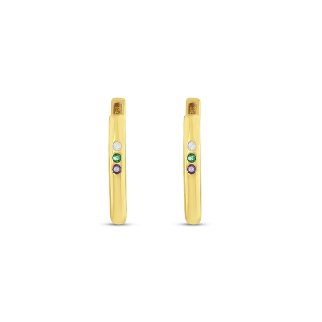 14 Ayar Renkli Taşlı Çocuk Altın Küpe