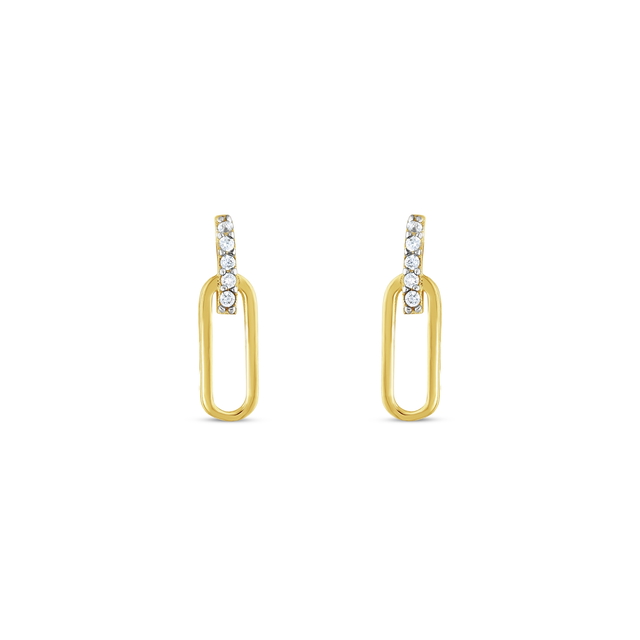 14 Ayar Taşlı Ataç Tasarım Altın Küpe