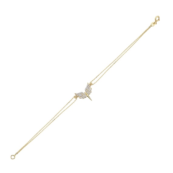 14 Ayar Mon Ange Melek Figürlü Tasarım Altın Bileklik