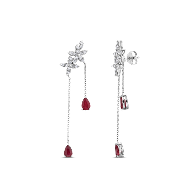 2.46 Karat Yakut Pırlanta Küpe