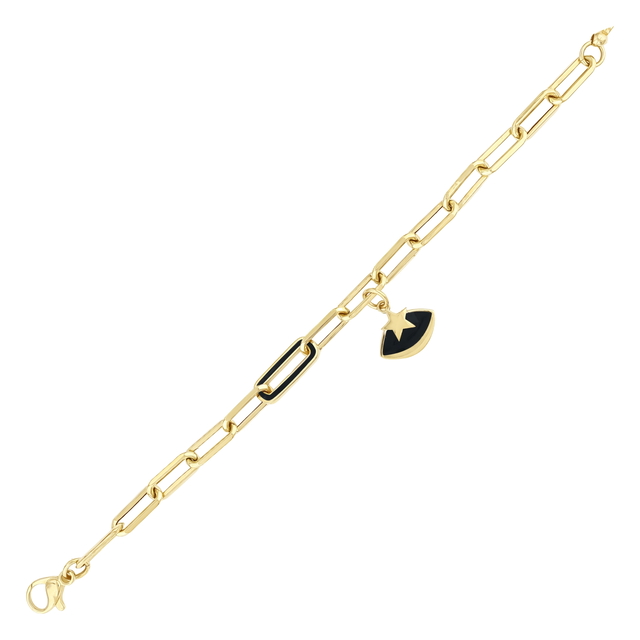 14 Ayar Siyah Mine Figürlü Ataç Tasarım Altın Bileklik