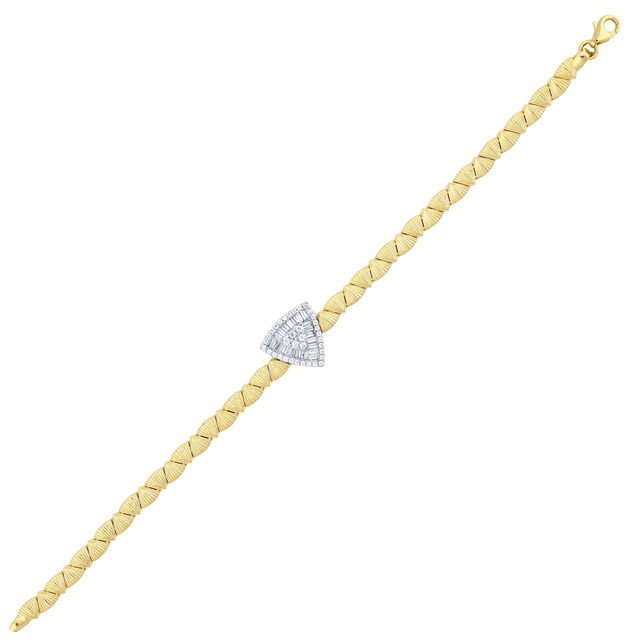 14 Ayar Taşlı Trigonal Tasarım Altın Bileklik